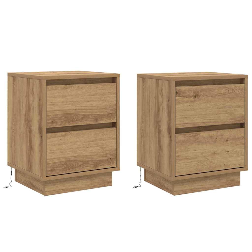 Bedside Cabinet with Drawer 2 pcs Artisan oak 39 x 34.5 x 50 cm